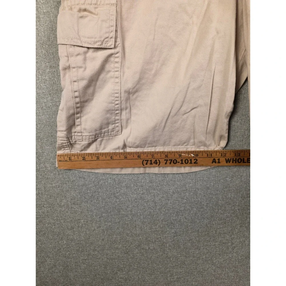 Bugle Boy Mens Khaki Cargo Shorts Tan Cotton Twill Multi Pocket Size 36 Utility